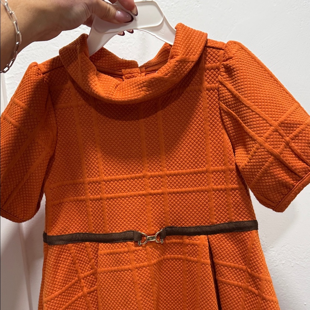 Janie and Jack Orange Textured Kids Dress - Picture 2 of 5